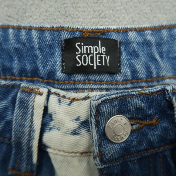 Simple Society Cargo Jeans Juniors Size 5/27 High-Rise Straight Denim 30" Inseam - Picture 10 of 16
